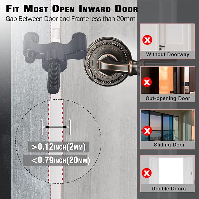 Adjustable Portable Door Lock, Hotel Door Stoppers for Travelers Safety to Prevent Unauthorized Entry,for Traveling Hotel Home Apartment College - Image 5