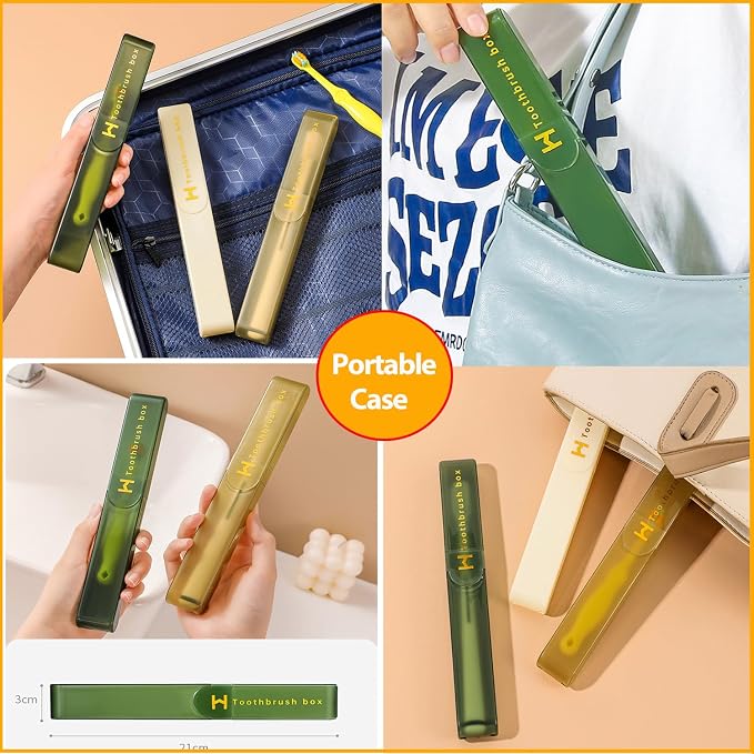 3 Pack Travel Toothbrush case, Portable Tooth brush Container, Toothbrushers Storage boxes for Bathroom, School, Home, Camping-Assorted Colors - Image 3