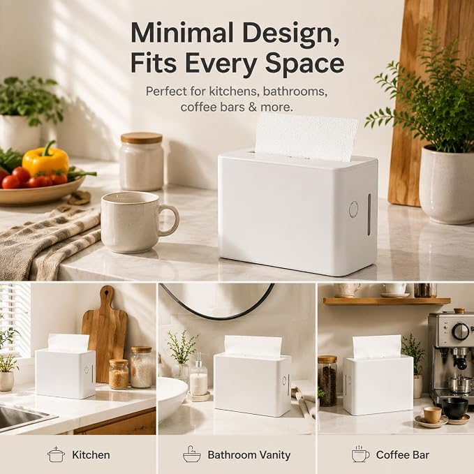 Paper Towel Dispenser Countertop, Commercial Multifold/Trifold/C Fold/Z Fold Paper Towel Dispenser, Hand Towel Dispenser for Bathroom, Bedroom, Kitchen, Toilet White - Image 7
