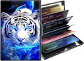 Metal Wallet,Credit Card Holder for Women,Slim RFID Blocking Credit Card Holder Thin Aluminum Wallet ID Case,6 Slot Business Mini Hard Metal Case for Women/Men,White Tiger Blue by Unknown