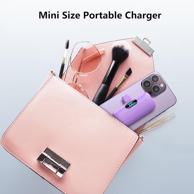 Mini Portable Charger USB C Power Bank,Upgraded 5000mAh PD Fast Charging Battery Pack Built-in USB-C Connector Travel Essential for iPhone17/17Pro/17Pro Max/Air/16 Plus/16Pro Max/15 Series,Android etc - Image 4