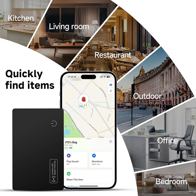 4-Pack 2026 Air Card Tag Tracker Wallet Tracker Card| Ultra Slim 0.07in, IP68 Waterproof | Works with Find My (iOS) | for Wallets, Keys, Luggage,Bags - Image 8