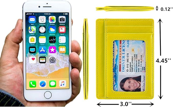 KALMORE Genuine Leather Front Pocket Slim Wallet Credit Card Holder with ID Window - Image 4