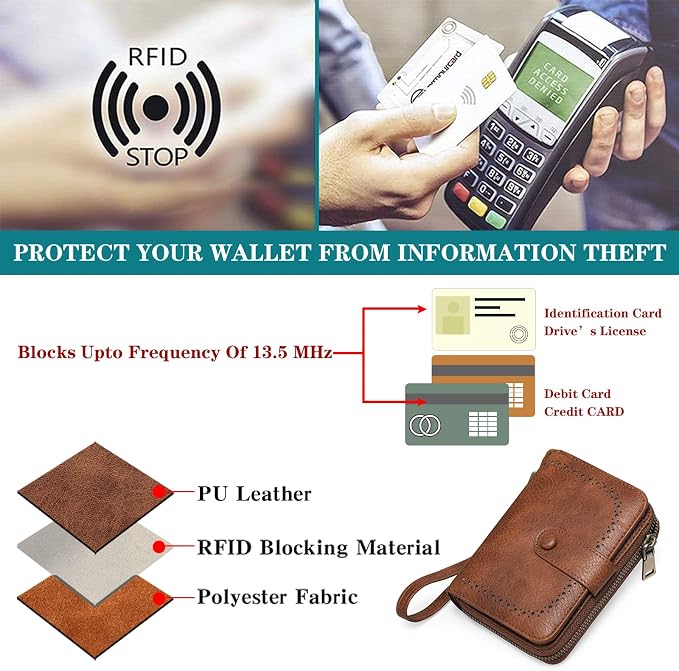 GAEKEAO Leather Credit Card Holder Wallet for Women RFID Blocking Large Capacity Bifold Zipper Card Case Organizer with Wristlet 32 Slots - Image 4