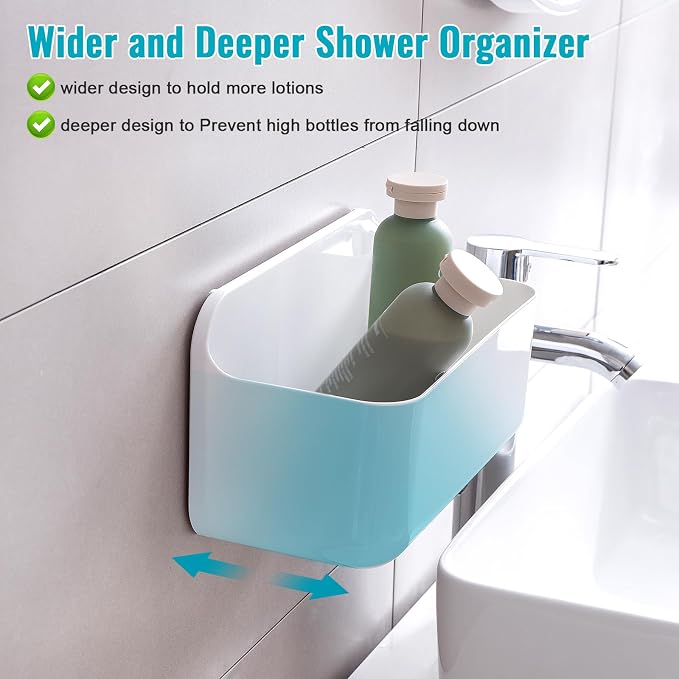 CGBE 2-Pack Cabinet Door Organizer, Self Adhesive Bathroom Shelves, White | Acrylic Shower Caddy, Wall Mounted Storage, No Drilling, Automatic Draining, For Cabinet Door and Shower Wall - Image 5