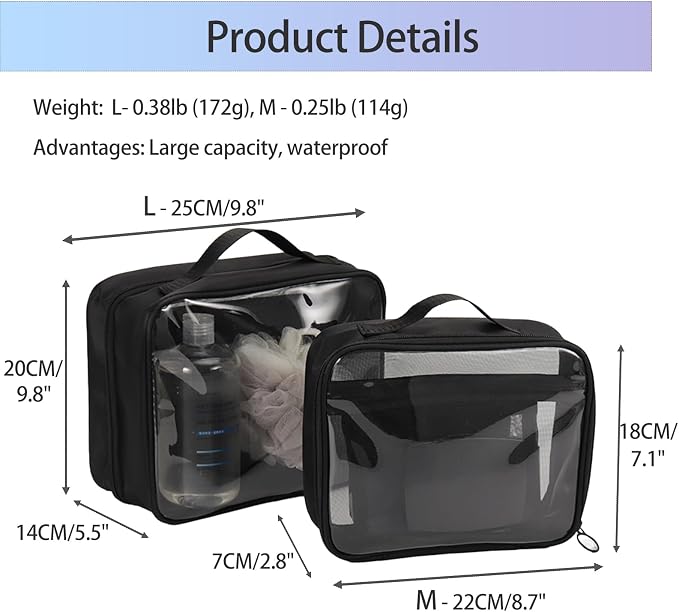 TSA Approved Toiletry Bag, Clear Makeup Bags with Multi Layer Mesh Pockets, Portable Large Capacity PVC Cosmetic Bags with Zipper for Travel Essentials - Image 4