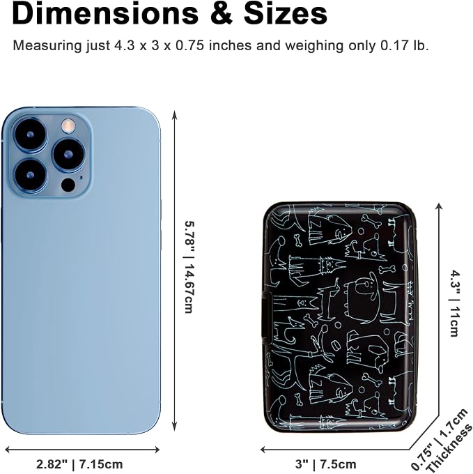 Credit Card Holder Wallet for Women Men RFID Blocking Small Metal Business Aluminum Protector Sleeves Slim Mini Cards Case (Black Funny Dogs Collection) - Image 5