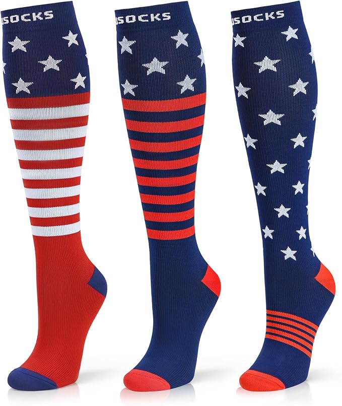 Medical Compression Socks for Women and Men 3 Pairs 20-30 mmHg Knee High Christmas Compression Stockings Circulation Best for Running Athletic Nurses by UUSOCKS