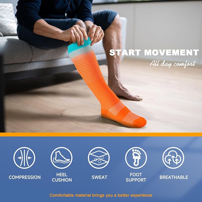 cerpite Compression Socks for Women & Men 6 Pairs Knee High Compression Socks 20-30 mmhg Best for Running,Nurse,Travel - Image 6