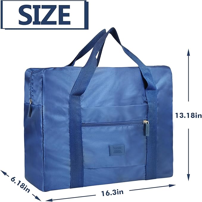 INVODA Travel Bag Lightweight Foldable Travel Duffel Bag Waterproof Sports Gym Bag Tote Carry On Luggage Bag Weekender Overnight Bag (Green+Blue) - Image 5