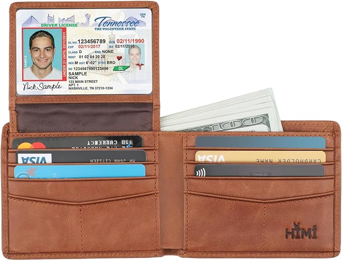 HIMI Wallet for Men-Genuine Leather RFID Blocking Bifold Stylish Wallet With 2 ID Window - Image 4
