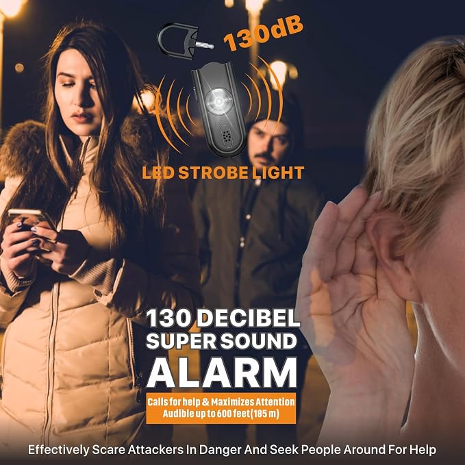 Safe Sound Personal Alarm, 2 Pack 130 dB Loud Siren Song Emergency Security Alarm Keychain with Strobe LED Light, Personal Sound Safety Siren for Women, Men, Children, Elderly - Image 2
