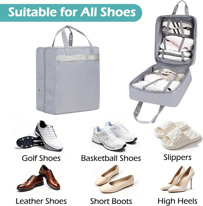 Shoe Bags for Travel, Travel Shoe Bags for Packing, Portable Storage Bag | Shoe Bags with Handle, Water-resistant, Ventilation Holes, Travel Luggage Shoe Bag for Women Men Holds 6 Pair of Shoes - Image 5