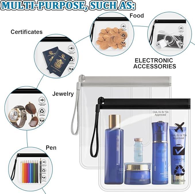 5Pcs TSA Approved Toiletry Bag-Quart Size Travel Bag for EU UK & US Carry-on Regulations Security, Quart Clear Toiletries, Cosmetic and 3-1-1 Liquids Toiletry Bag (Waterproof & Leakproof) - Image 5