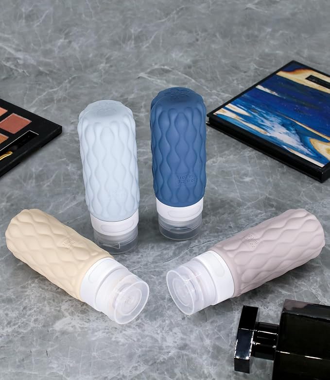 3.4oz Silicone Travel Bottles for Toiletries Refillable Liquid Accessories | for Shampoo and Conditioner, TSA Approved Leakproof Squeeze Bottles Travel-friendly with Labels/Clear Bag - Image 7
