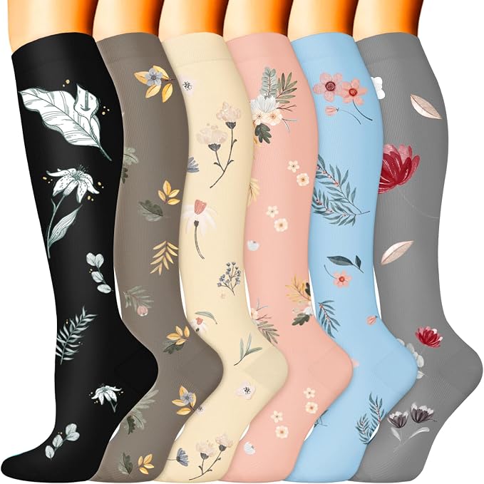 Sooverki Compression Socks for Women & Men 6 Pairs is Best Supportive Knee High Stockings for Circulation, Travel, Nurses by Sooverki