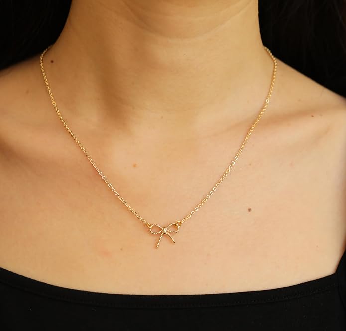 RZKING Golden Necklace for Women, Dainty Butterfly Heart Bow Rose Necklace, Gifts for Best Friend Sister Mom Girlfriend, Graduation Chritmas Birthday Anniversary Thank You Gifts - Image 6
