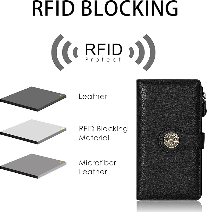 Travelambo Women's Wallet RFID Blocking Trifold Clutch Large Capacity Credit Card Holder Travel Purse - Image 4