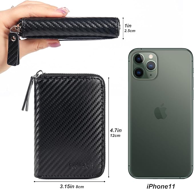 Credit Card Wallet, RFID Card Case Wallet, Zipper Card Cases Holder for Men Women, RFID Blocking, KeyChain Wallet, Compact Size Card Organizer Case for Women - Image 7