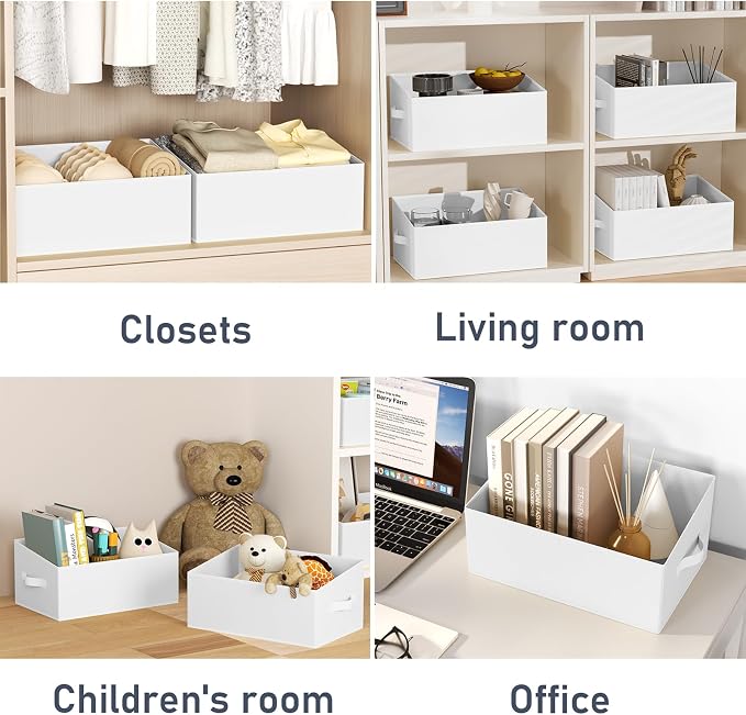 DIMJ Closet Storage Bins 6 Pack - Fabric Storage Baskets for Shelves, Large Clothes Organizers with Handles, Trapezoid Shelf Organization Storage Cubes for Purse, Toys, Books, Towel, Clothes - Image 8
