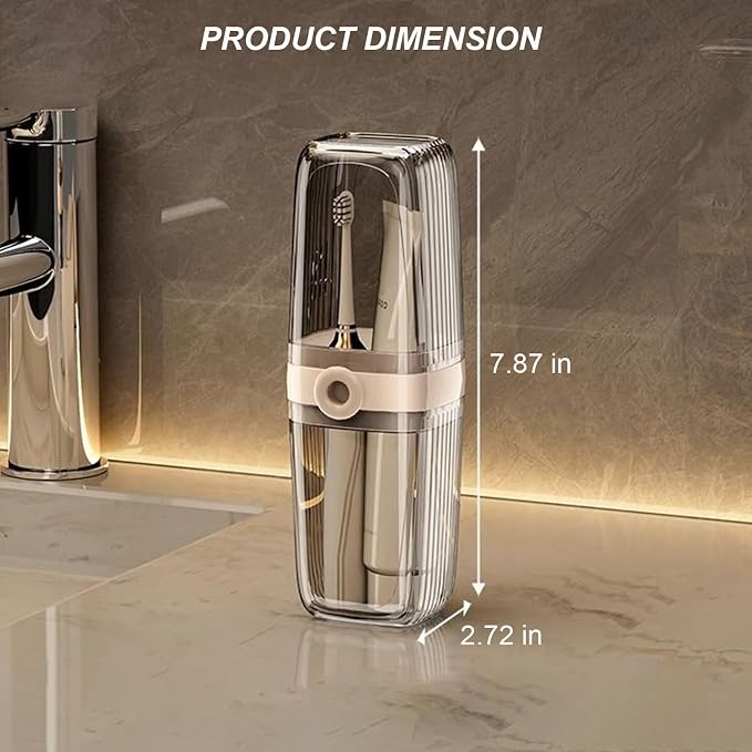 Toothbrush Travel Case Portable Clear Grey Toothbrush Holders with Cover, Leakproof Toothbrush & Toothpaste Holder for Traveling School Camping Business Trip Bathroom - Image 3