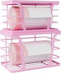 TIDIIABODE 2 Pack Pink Trash Bag Holder - Stackable Garbage Bag Dispenser with Bamboo Top, Kitchen Accessories & Decor, Wall Mount Storage for Kitchen, Home, Bathroom Decor & Gifts by TrashBagHolder