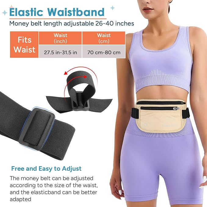 travel inspira RFID Blocking Travel Money Belt with Anti-Thief Zip - Slim Passport Holder and Digital Luggage Scale 110 Pounds, Battery Included - Image 8