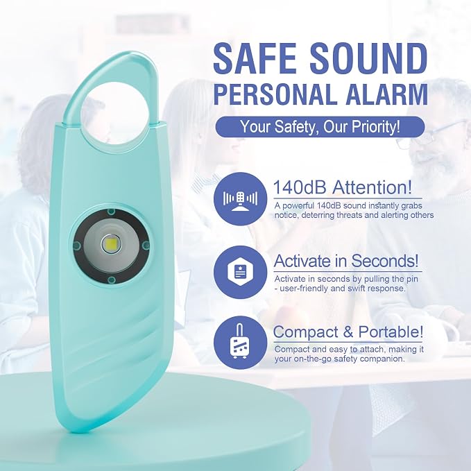 Safe Sound Personal Alarm, 2 Pack 140db Siren, Strobe Light Key Chain, Safety Devices for Women, Men, Children, Elderly - Image 2