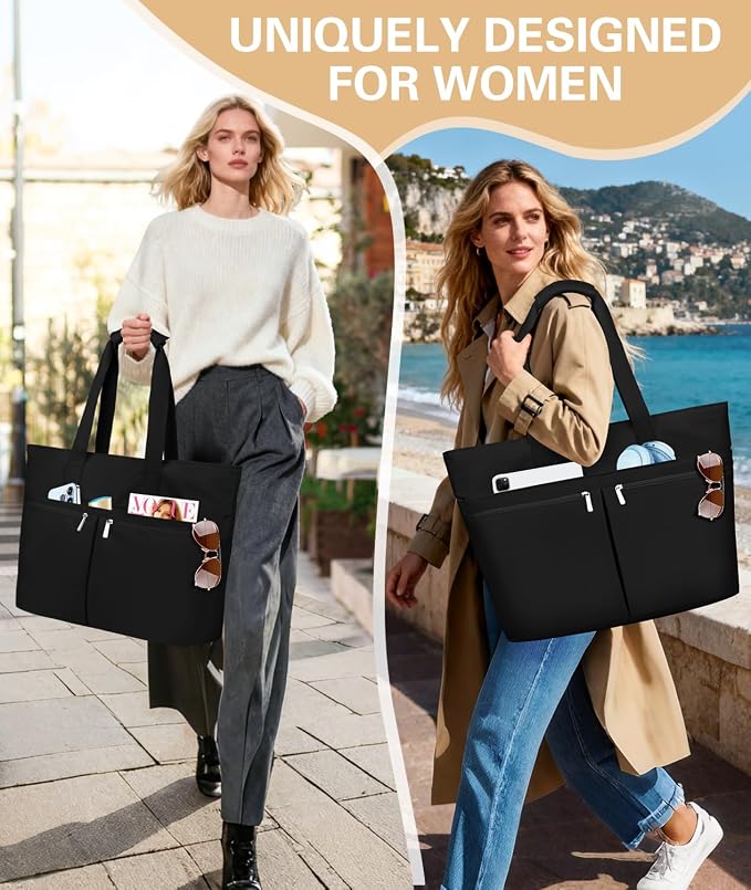 HUANLANG Large Beach Bags for Women Pool Bag with Zipper, Waterproof Sandproof Beach Tote Travel Bag with Wet Pocket - Image 7