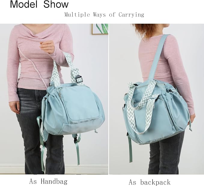 Tote Bag Large Capacity Lightweight Backpack with 15 Pockets Nylon Shoulder Bag for Car Travel Mother Bag - Image 2