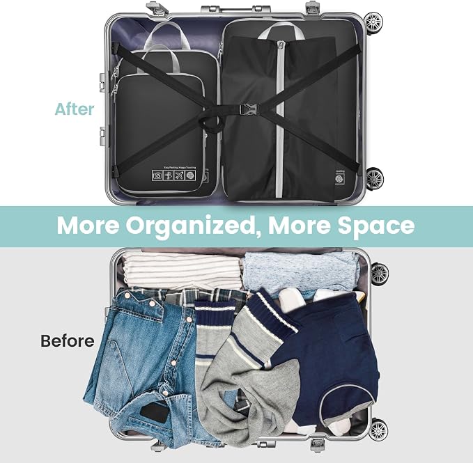 Cambond Compression Packing Cubes for Travel - Luggage Suitcase Organizer | Compression Zip Design for Space-saving, Expandable, Lightweight, Keep Clothes Sorted, Luggage Space Tidy, Carry on Pack Fast - Image 4