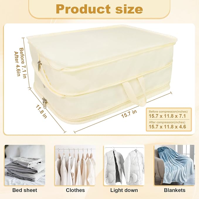 Packing Cubes for Travel Packing Organizers Compression Travel Cubes, Beige | Compression Packing Cubes Luggage Suitcase Organizer Bags Compression Bags for Travel Accessories - Image 3