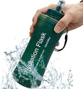 AXEN Collapsible Water Bottle with Filter for Hiking Travel, 700ml Green | Foldable Design, Lightweight Portable Filtered Water Bottle, Soft Hydration Flask for Trail Hiking Running Outdoors by AXEN