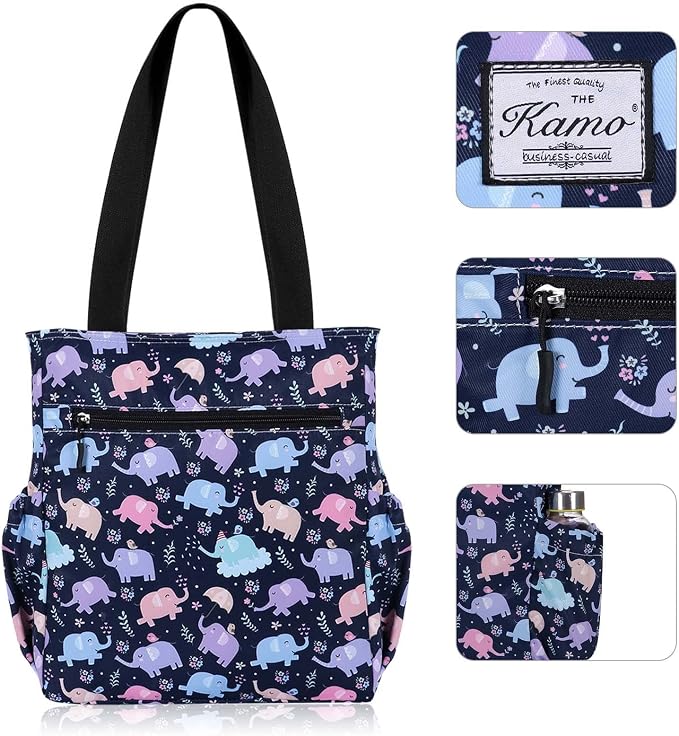 KAMO Floral Tote Bag - Waterproof Lightweight Handbags Travel Shoulder Bag for Hiking Yoga Gym Swimming Travel Beach - Image 4