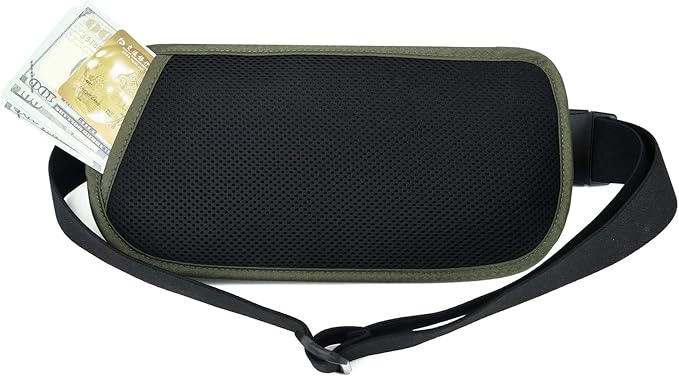 RFID Blocking Money Belt for Men Women, Slim Fanny Pack for Travel，Running,Conceal Waist Wallet for Passport Holder,Phone,Cash(Black Dark Olive Green) - Image 5