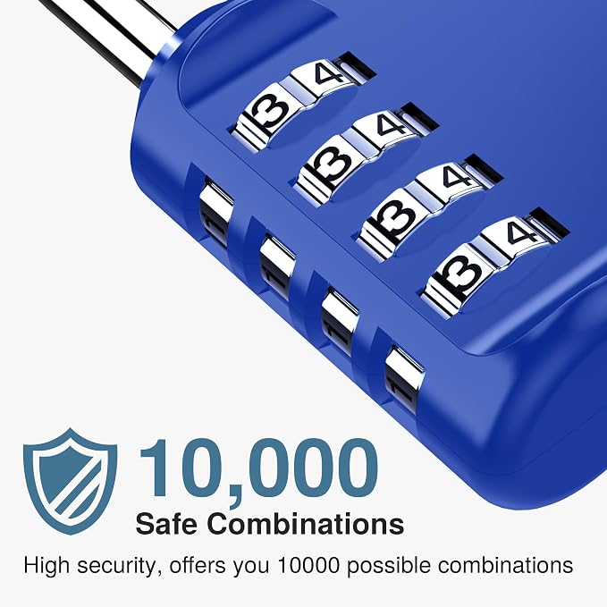 Puroma 2 Pack Combination Lock Locker 4 Digits Combo Padlock Gym Blue | For School Gate Fence Toolbox Hasp Storage, Outdoor, Resettable, Weatherproof, Side Window, Crack Cut Resist, Hardened Steel - Image 2