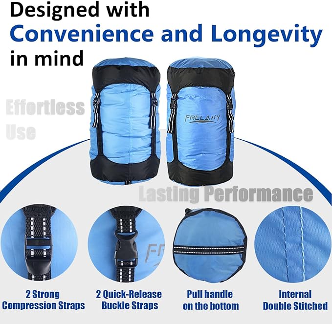 Frelaxy Compression Sack, 40% More Space! Sleeping Bag Stuff Sack | Ultralight Compression Stuff Sack, Water-Resistant & Ultralight Space Saving Gear for Camping, Hiking 11L/18L/30L/45L/52L - Image 4