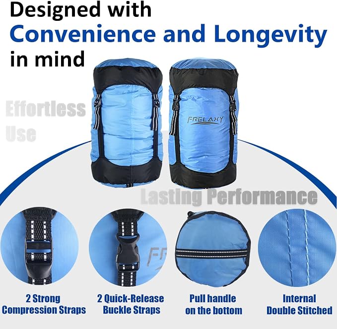 Frelaxy Compression Sack, 40% More Space! Sleeping Bag Stuff Sack | Ultralight Compression Stuff Sack, Water-Resistant & Ultralight Space Saving Gear for Camping, Hiking 11L/18L/30L/45L/52L - Image 4