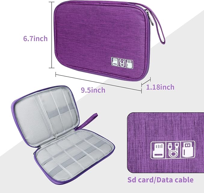 Lcsmaokin Electronics Travel Organizer,Portable Waterproof Electronic Travel Storage Bag for Small Charging Cord Storage,Charger,Small Electronics,SD Card etc,for Travel,Business -Purple - Image 5