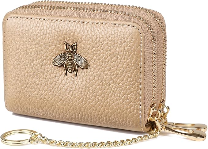 imeetu RFID Credit Card Holder, Small Card Wallet Women, Leather Card Case | Genuine Leather Women's Card & id Cases, Change Coin Purse with Zipper Keychain id Window, 20 Colors & 3 Styles, Daily, Gifts by imeetu