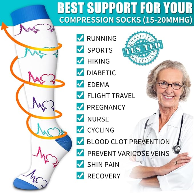 Copper Compression Socks for Women & Men (6 pairs) - Best Support for Nurses, Running, Hiking, Recovery - Image 5