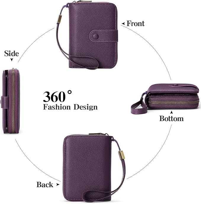 GAEKEAO Leather Credit Card Holder Wallet for Women RFID Blocking Large Capacity Bifold Zipper Card Case Organizer with Wristlet 32 Slots - Image 4