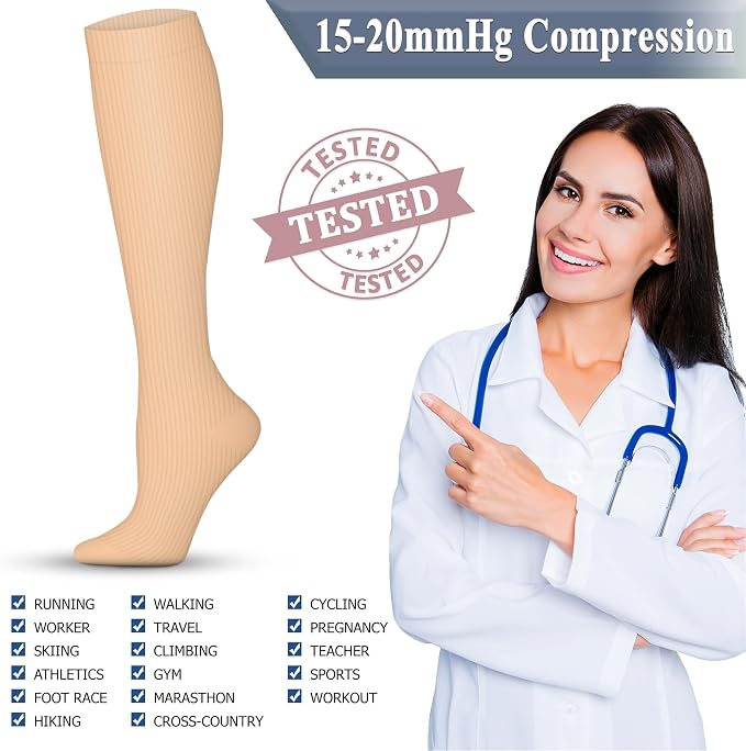 QUXIANG Copper Compression Socks for Women & Men Circulation (8 Pairs) - Best for Running Athletic Cycling - 15-20 mmHg - Image 5
