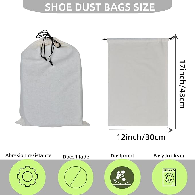 GONGKANGYUAN 2 Pack Shoe Bags for Travel Flannel Single Shoe Pouch with Drawstring for Men Women Travel Protecting Storing Shoes - Image 2