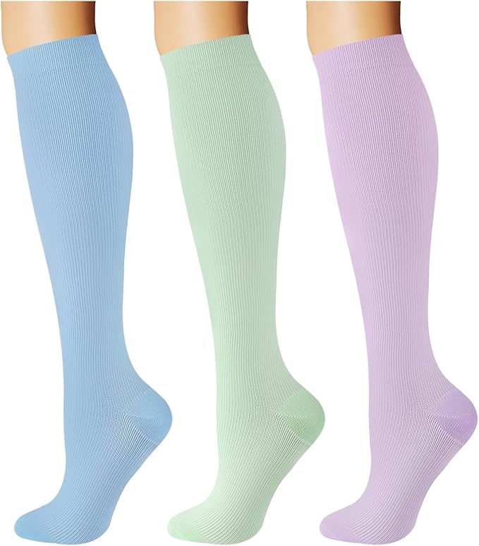 Breslatte Compression Socks for Women Men 15-20 mmHg | Graduated compression stockings knee high athletic support socks for travel running flying nurse pregnant by Breslatte