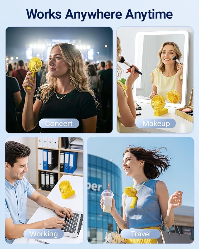SWEETFULL Handheld Portable Fan, 5000mAh Rechargeable Battery, 6 Speed Wind, LED Digital Display, Foldable Electric Personal Mini Travel Fan with Backup Power, Summer Essentials Gifts for Women Girl - Image 5