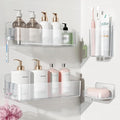 Nieifi Adhesive Shower Shelves, Clear, 4 Pieces | Rustproof ABS, Large Capacity, Removable Design, Easy-Clean, No Drilling Shower Organizer for Bathroom Storage & Home Decor by Nieifi