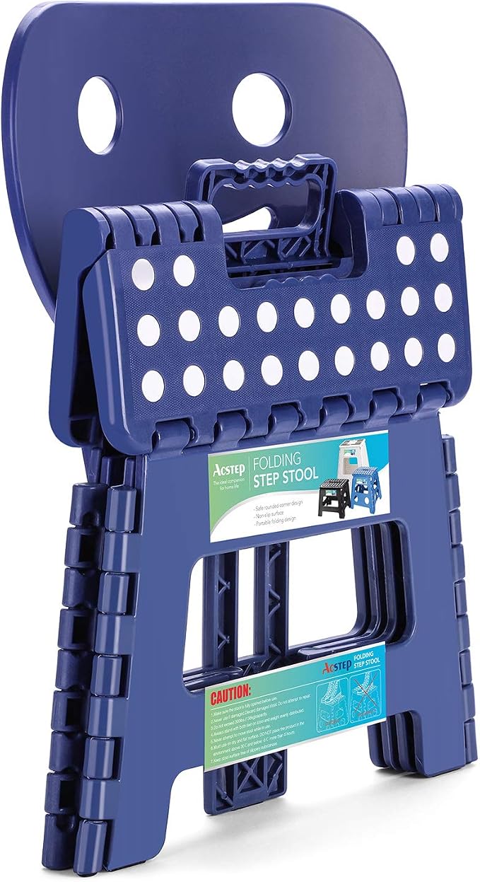 Folding Step Stool with Back Support for Kids,9" Kids Step Stool for Outdoor or Indoor Kitchen Step Stools and Bathroom Stool for Toddlers Boys Girls - Royal Blue - Image 2