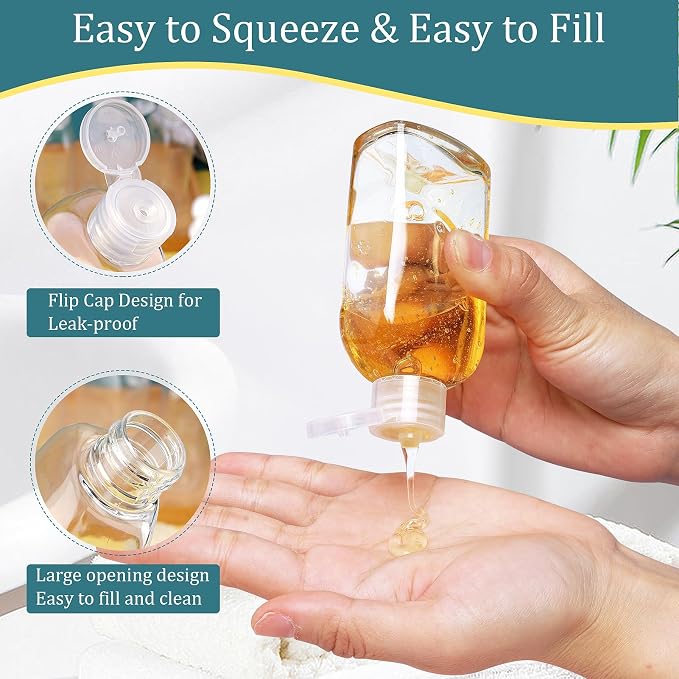 Cosywell 5pcs 3.4oz TSA Approved Clear Travel Shampoo Bottles | Travel Bottles for Toiletries, Leak Proof, Empty Lotion Containers, with Flip Cap, Plastic Squeeze Bottle, and a Toiletry Bag - Image 3