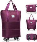 Expandable Foldable Duffel Bag with Detachable Rolling Wheels, Large Carry-On Luggage for Travel, Gym, Camping, Shopping, Business Trip (Purple) by Unknown